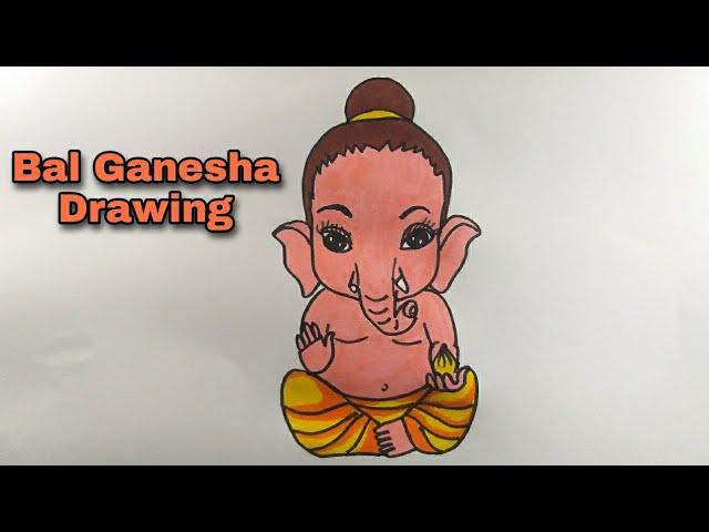 Bal  Ganesha Drawing | Easy Ganpati Drawing | step by step Ganesha Drawing 