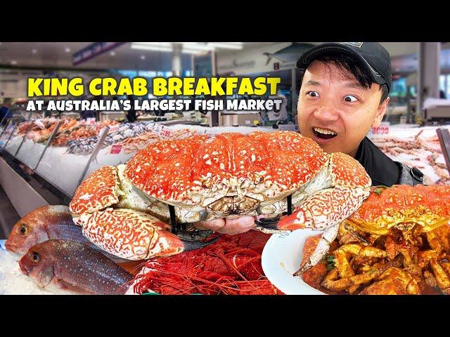 $400 World's BEST "Whole KING CRAB" & LOBSTER NOODLE Breakfast at LARGEST Fish Market in Australia