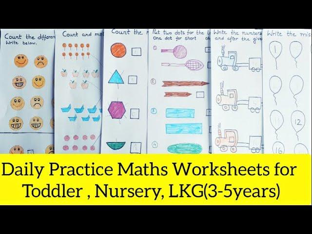 Daily Practice Math Worksheets for Toddler, Nursery, LKG, Kindergarten, Preschool ||