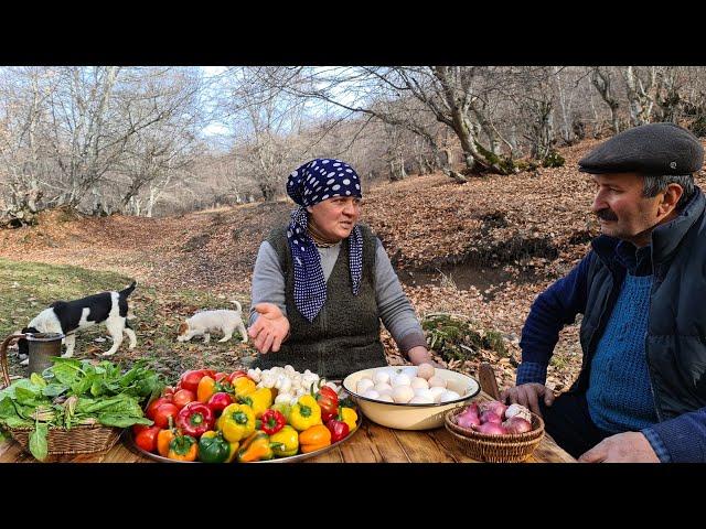 Making a Big Vegetable Omelet for Grandma