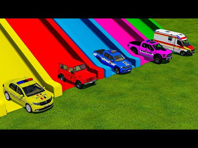 TRANSPORTING PIXAR CARS & FRUITS WITH COLORED & JOHN DEERE VS CLAAS VS TRACTORS - BeamNG.drive #983