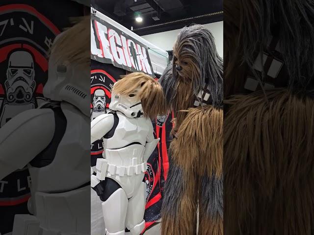 Chewbacca petting a Stormtrooper!! #chewbacca #stormtrooper