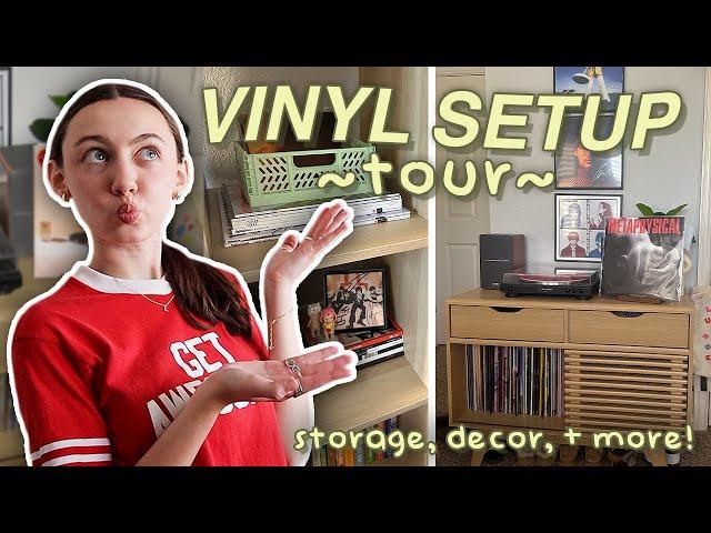 VINYL SETUP TOUR!! (2024) - beginners setup, vinyl storage, + bookshelf