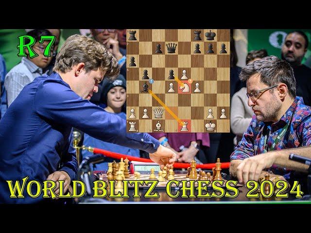 ROOK SAC!! Magnus Carlsen vs Levon Aronian || World Blitz Chess 2024 - R7