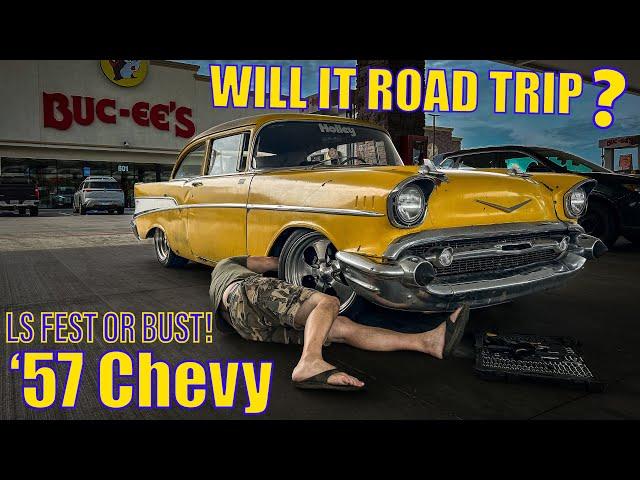 FIBERGLASS FLOORS in a ‘57 Chevy??? Will it road trip 800 miles to LS Fest?