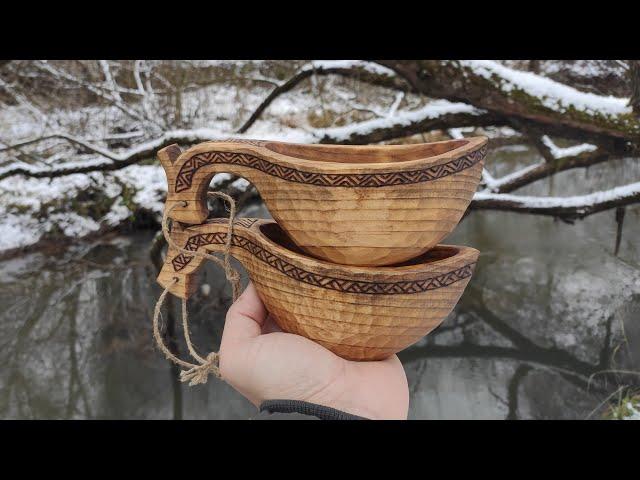 Заработать на бруске. Делаю на заказ Этно Ковшики Коняшки из кедра. Woodcarving. Making kuksa