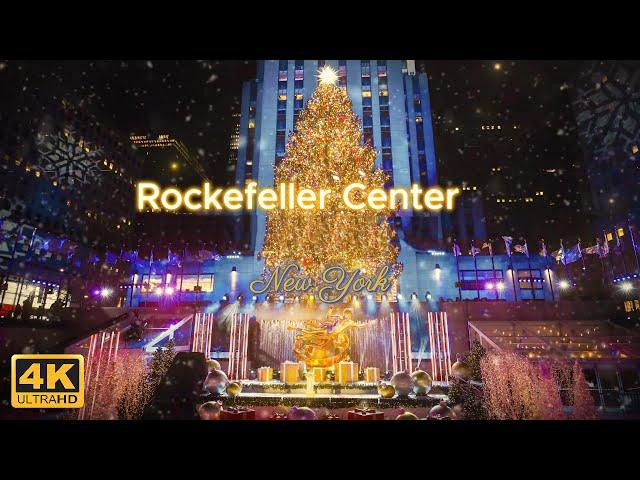 Rockefeller Center. Night in New York with best playlist of  Jazz #newyear #ambience