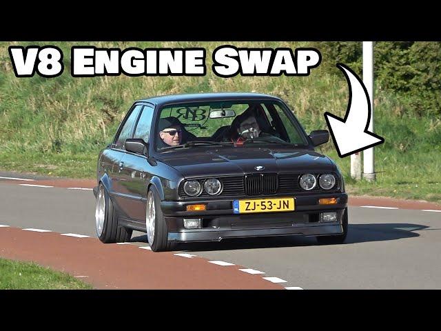 BMW E30 with V8 M62B44 Engine Swap! Revs, Flames, Accelerations!