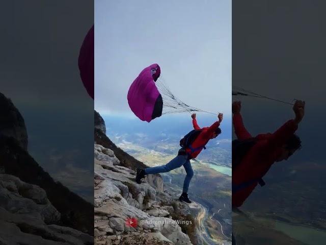 Smallest Wing ever foot launched ?  #adventuresport #basejump