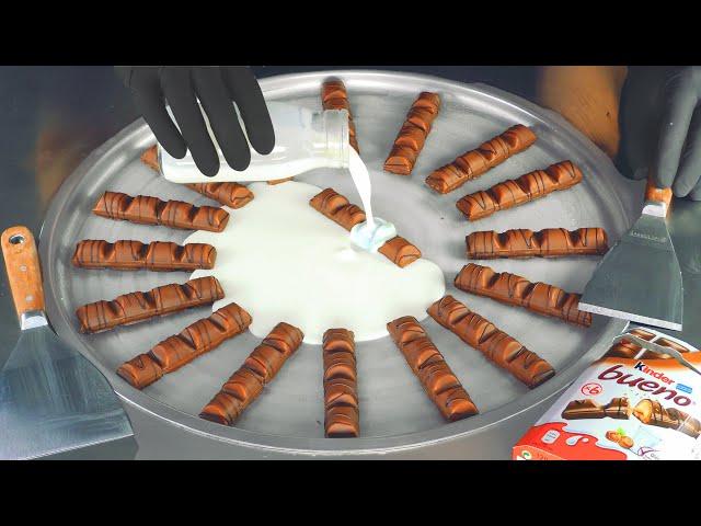 ASMR - massive kinder Bueno Ice Cream Rolls | how to make Ice Cream with lots of Chocolate Bars - 4k