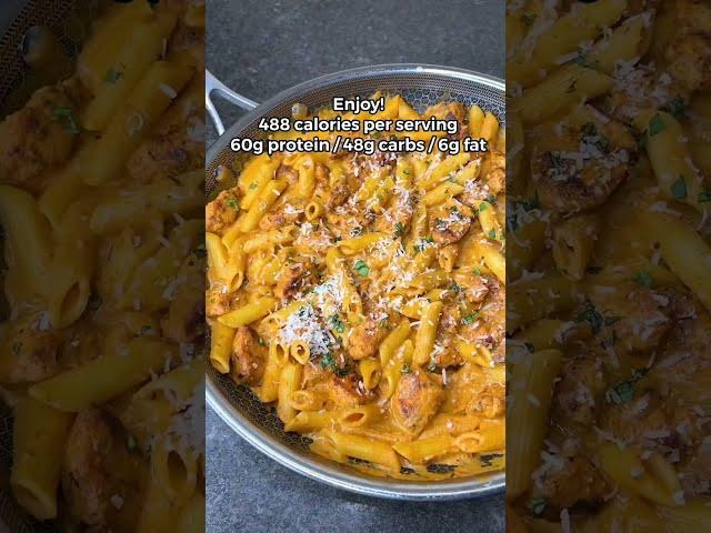 High Protein Creamy Chicken Pasta, Low Calorie & Delicious! #recipe #pasta #shorts #recipe #foodie