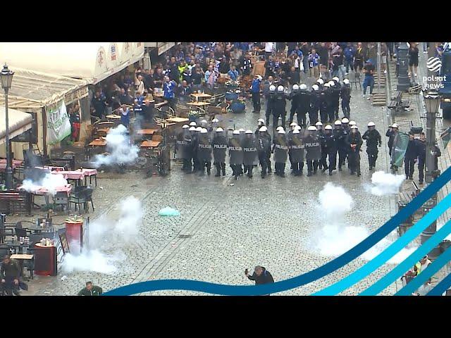 Starcia kibiców we Wrocławiu. Policja użyła armatki wodnej, są zatrzymani