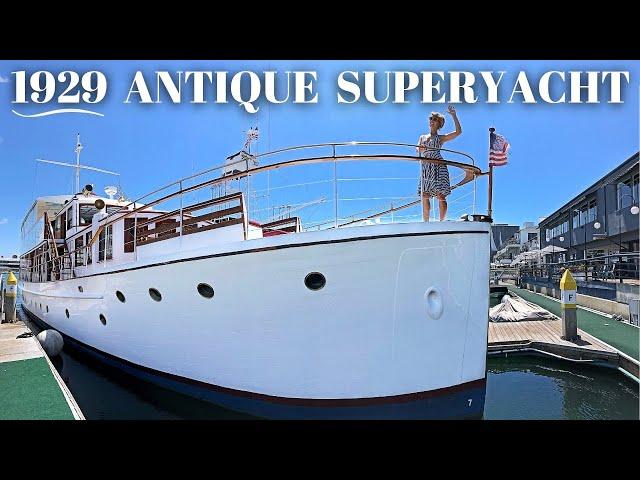 $495,000 1929 LAKE UNION FANTAIL 98' 30M Antique SUPERYACHT WALKTHROUGH SPECS Classic Boat Charter