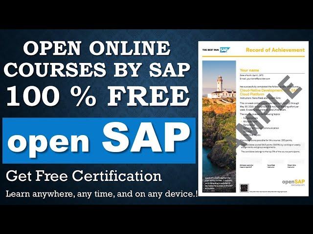 Open online courses by SAP || Free Sap Training Courses with Certificate || OPEN SAP