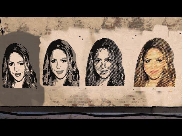 Half-tone stencil experiments in VR: Shakira portrait