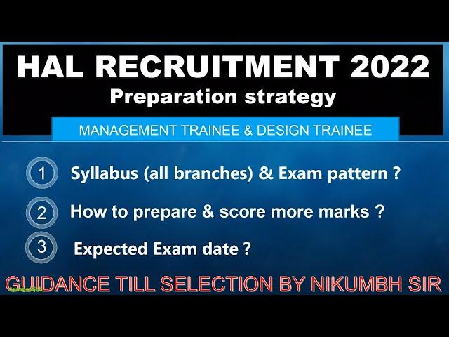 HINDUSTAN AERONAUTICS LIMITED (HAL) EXAM PREPARATION STRATEGY & EXAM PATTERN FOR ALL BRANCHES