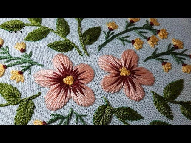 Hand Embroidery for Beginners - Flowers with Satin stitch and Laizy Daisy stitch