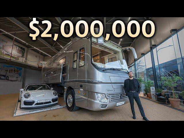 Touring a $2,000,000 Luxury Motorhome with Secret Supercar Garage