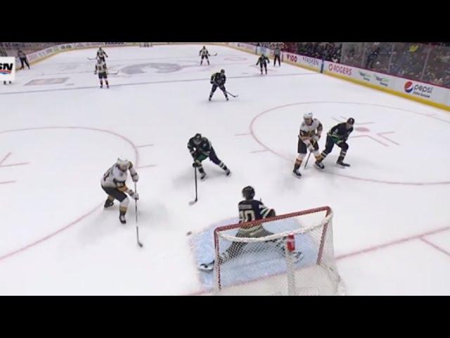 Elias Pettersson Stops Potential Cross Crease Goal In Net