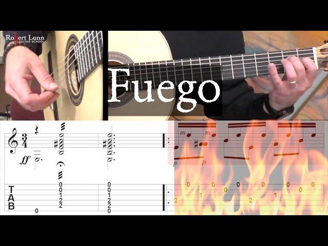 FUEGO - Full Tutorial with TAB - Classical Guitar - Robert Lunn