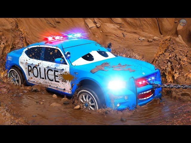 Police Car vs Giant Pit - Team Police Cars Action Packed Rescue | High-Speed Road Rage Compilation