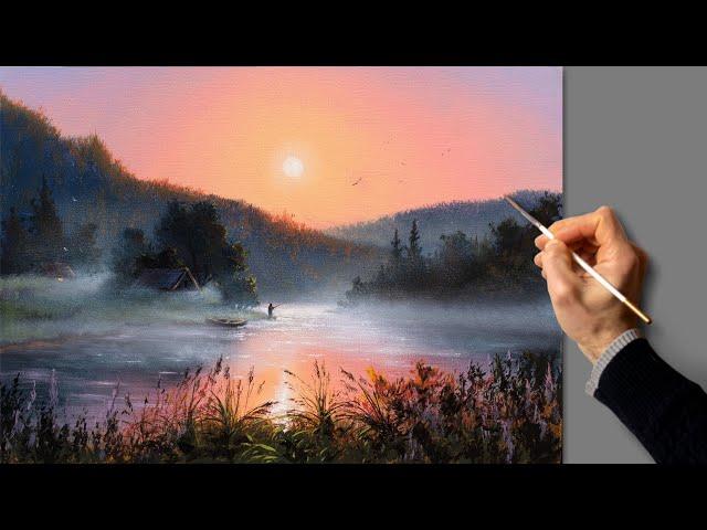 ️ Acrylic Painting - Summer Sunset / Landscape Art / Easy Drawing Tutorials / Satisfying Relaxing