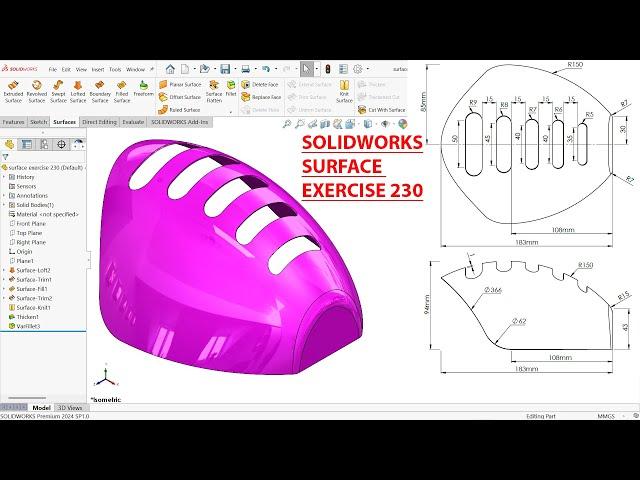 SolidWorks Surface Tutorial Exercise 230