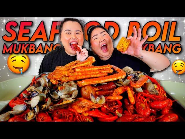 Giant King Crab Seafood Boil + Giant Shrimp + Snow Crab + Mussels + Clams Mukbang 먹방 Eating Show!