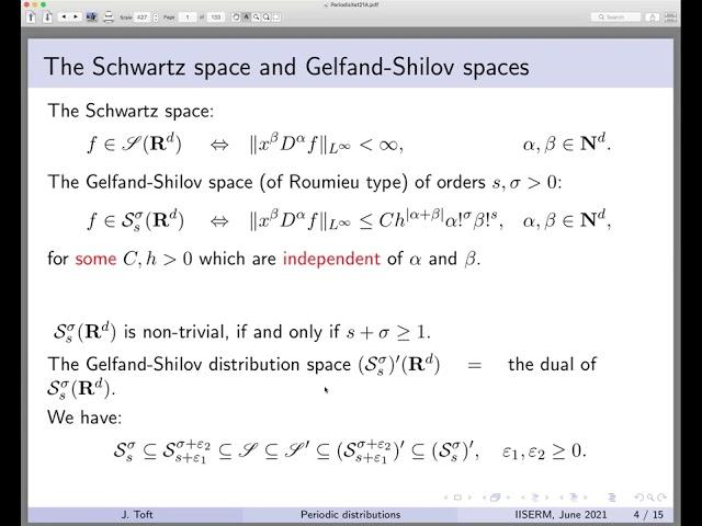 PERIODIC ULTRA-DISTRIBUTIONS AND PERIODIC ELEMENTS INMODULATION SPACES by Joachim Toft(Linnaeus Uni)