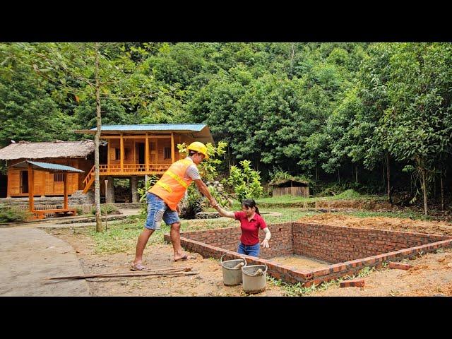 Full video: 20 Days Completely Build a Turtle Pond, Harvesting green vegetables, living in forests