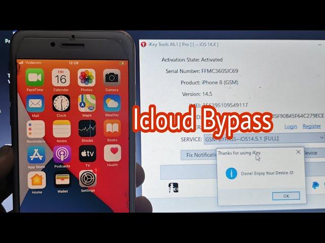 IPhone ios 14.5 icloud Bypass  with Network #IkeyTool