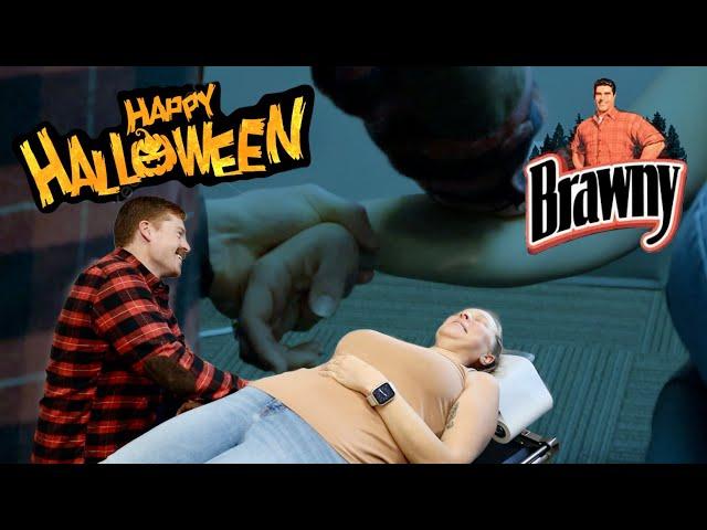 Halloween Chiropractic Adjustment for Radiculopathy!  Featuring Dr. Warren as the Brawny Man !