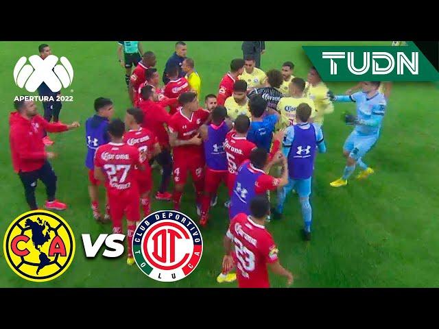 ¡Se arma la bronca! América y Toluca se empujan tras silbatazo final I TUDN