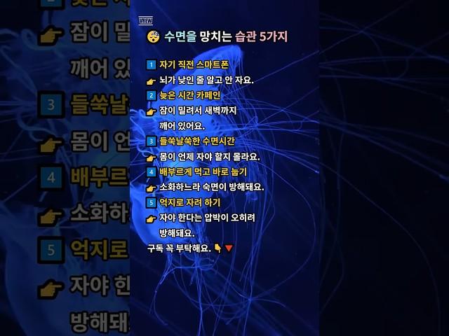  수면을 망치는 습관 5가지 #건강 #수면 #잠 #좋은글 #습관 #명언