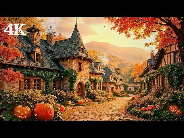 Whimsical Autumn Village Ambience | Birds, Winds & Chimes | Soothe Your Mind with Halloween Vibes