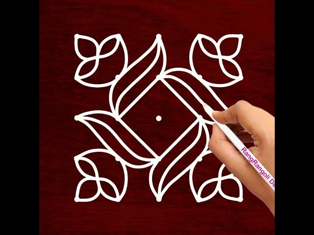 Diwali Special Deepam Rangoli Design with 5x5 dot | Beautiful Rangoli Kolam | Easy Rangoli Muggulu