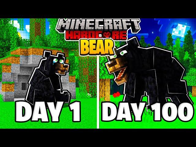 I Survived 100 DAYS as a BEAR in HARDCORE Minecraft!