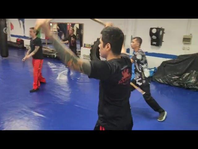 Kombatan - Guro Martin warm up students before GM Randy Remolin's seminar in Milan. April 2024