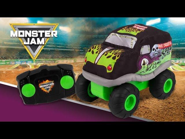 My First Monster Jam Grave Digger Plush! Learn How to Squeeze It, Drive It, Crash It!