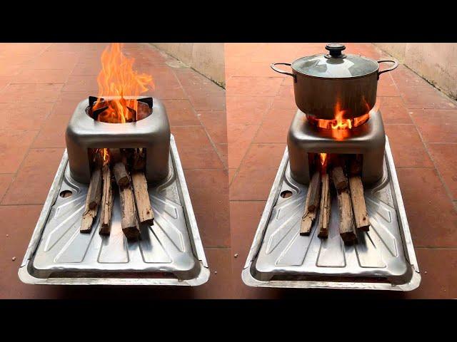 Don't Throw Away Your Old Sink! A Brilliant Idea: Make A Wood Stove From A Sink And Cement!