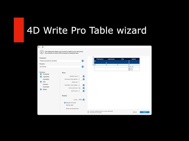 4D Write Pro Tutorial - Table Wizard