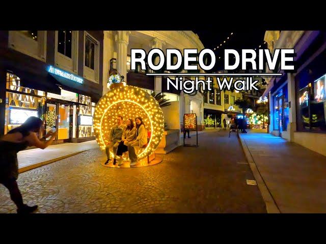 Rodeo Drive, Beverly Hills Los Angeles, CA NIGHT Walking Tour - Rodeo Drive | 5k 60FPS City Sounds