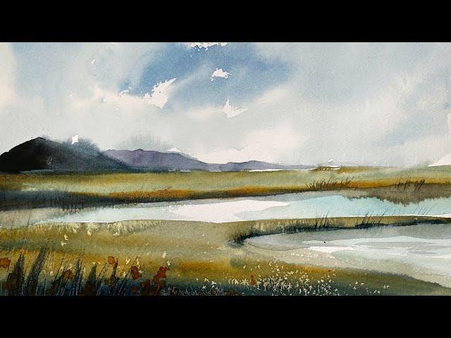 Simple Watercolour Landscape Painting Using Only One Brush!