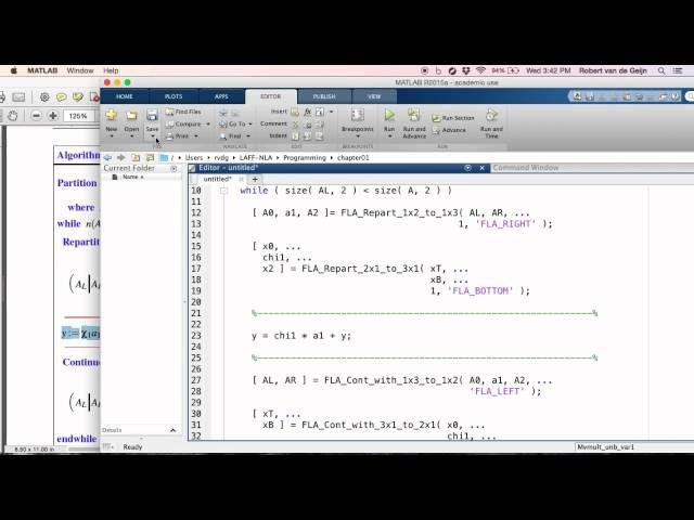 LAFF-NLA  Implementing Mvmult_unb_var1 with FLAME@lab
