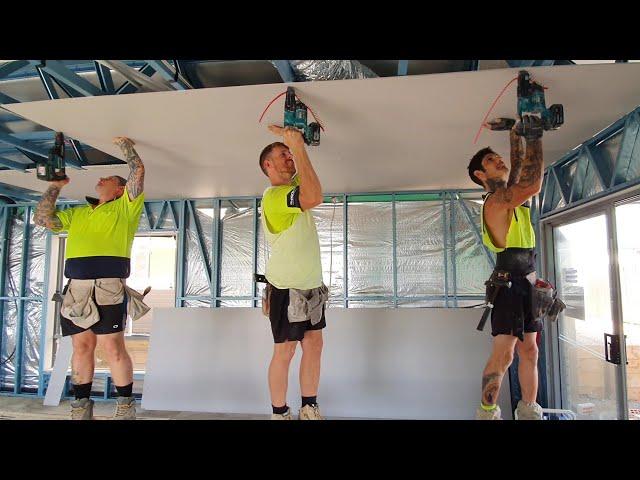 Fastest Drywall Crew in Town Hang Ceiling with Longest Sheets in 30 Minutes