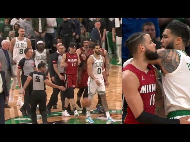 JAYSON TAUM WALKS AWAY & FOLLOWED AFTER ALTERCATION BREAKS OUT! CALEB MARTIN DID THIS.....