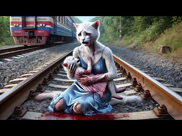 Mother Cat's Mistake! Kitten Drives and Crashes into a Train!