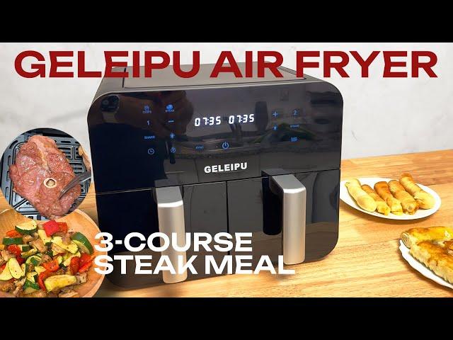 Easy 3-Course Meal with the GELEIPU DL28 Air Fryer: Tequeños, Lamb Steaks, Veggies, Pain au Chocolat