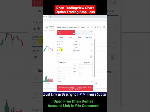 Dhan Tradingview Option Trading Live - Stop Loss Order Dhan Option Trading Live