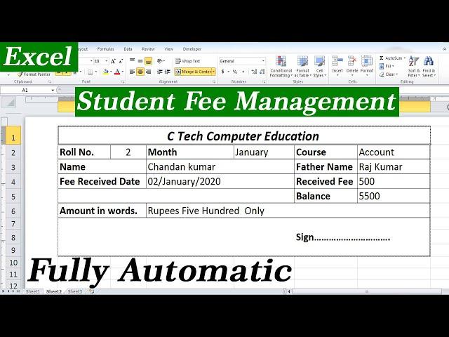 Student fee management in Excel for beginners II Fee मैनेजमेंट सीट बनाना सीखे